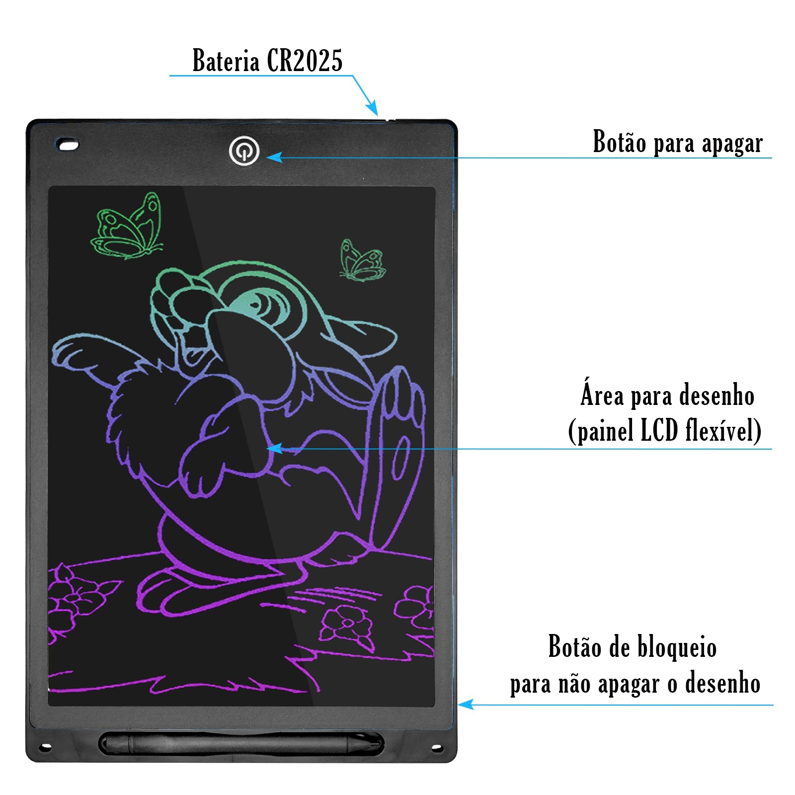 Lousa Mágica Tablet LCD Interativo Infantil